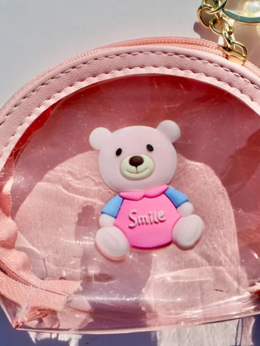 NWOT Pink Bear Coin Purse Keychain - Picture 2 of 5